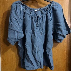 JW ANDERSON Uniqlo Blue Gathered Blouse
